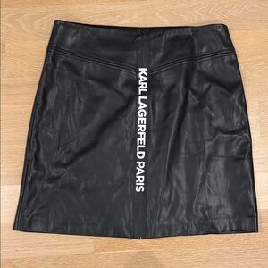 Karl Lagerfeld Faux Leather Black Mini Skirt